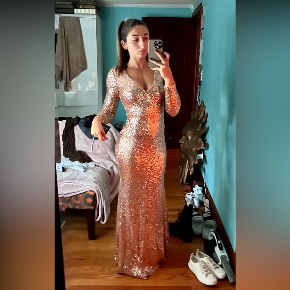 Lulu’s Champagne Sequins Dress